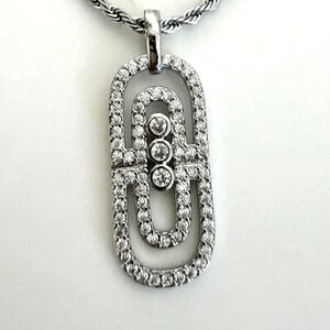 Stainless steel Paperclip Pendant Necklace CZ Chain women jewelry